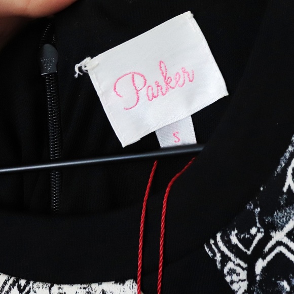 Size S Parker Black & White Printed Mini Dress - Picture 4 of 8